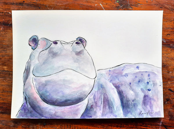 Hippo Original Painting