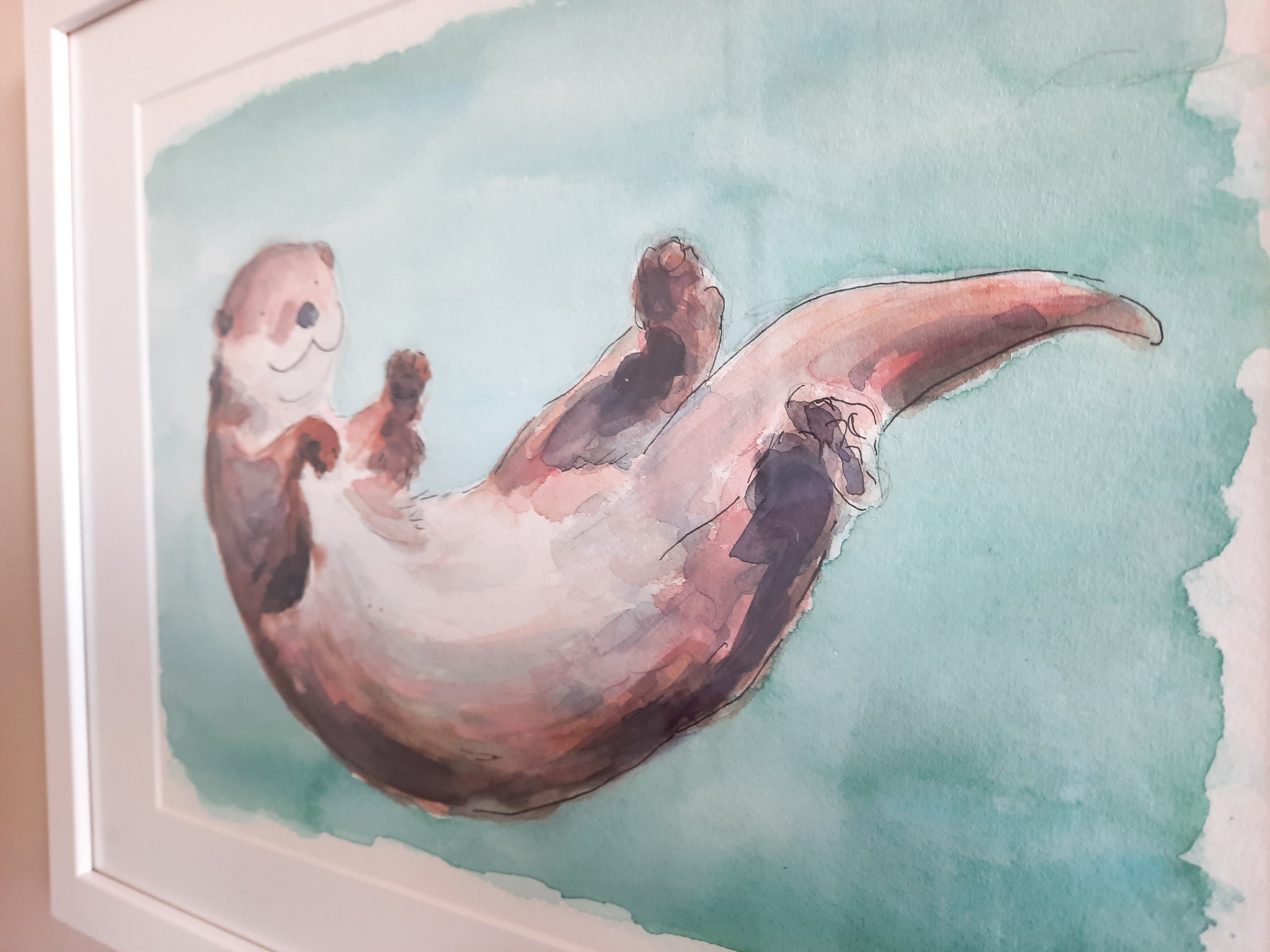 Otter Original Painting - FRAMED