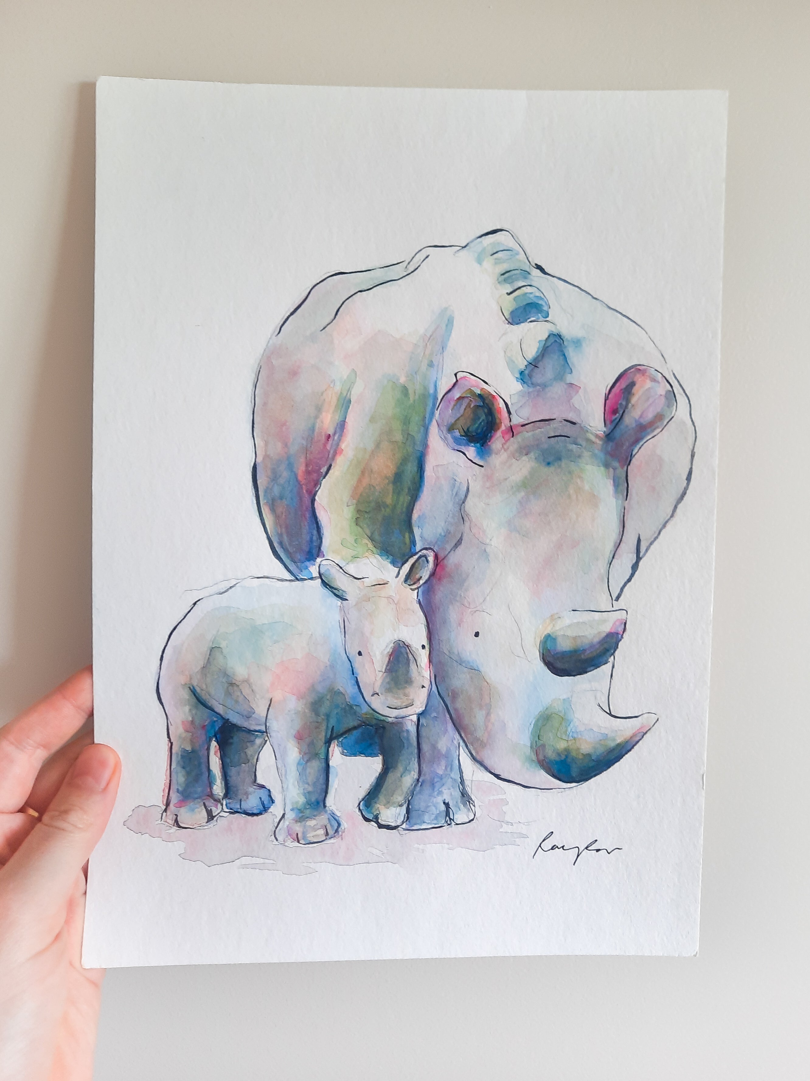 Rhinos Original Painting