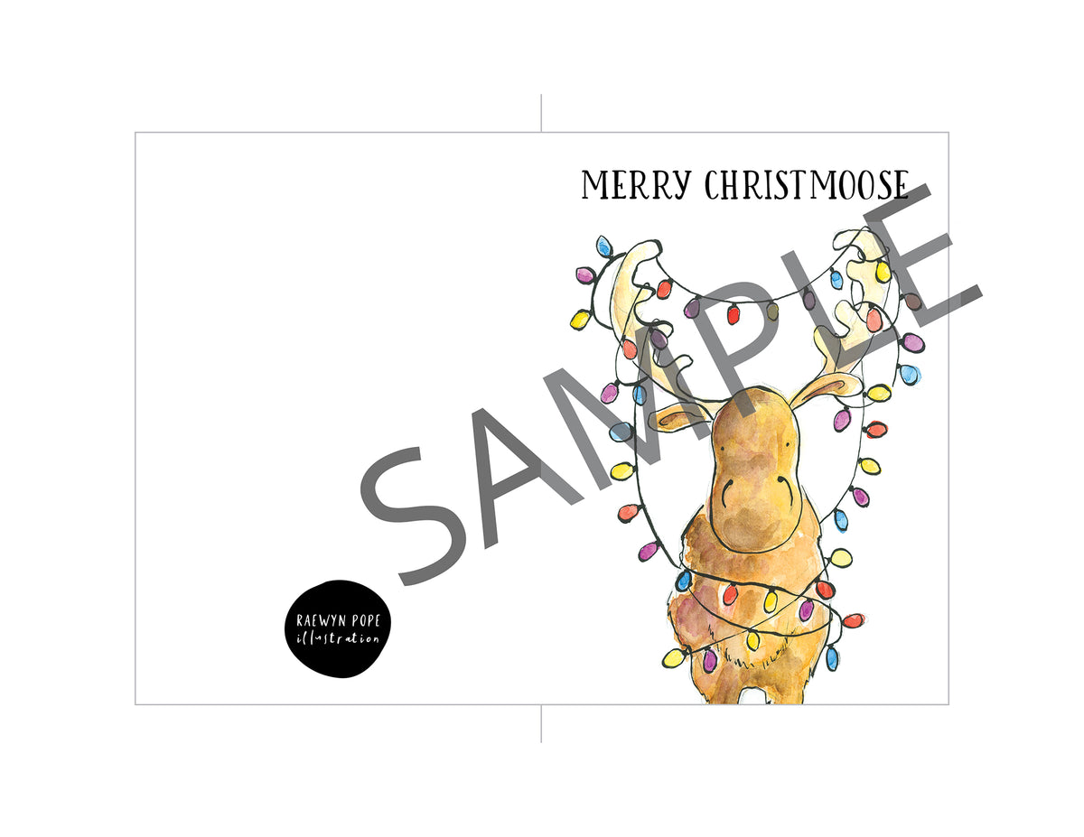 Merry Christmoose Card - Printable - Raewyn Pope Illustration