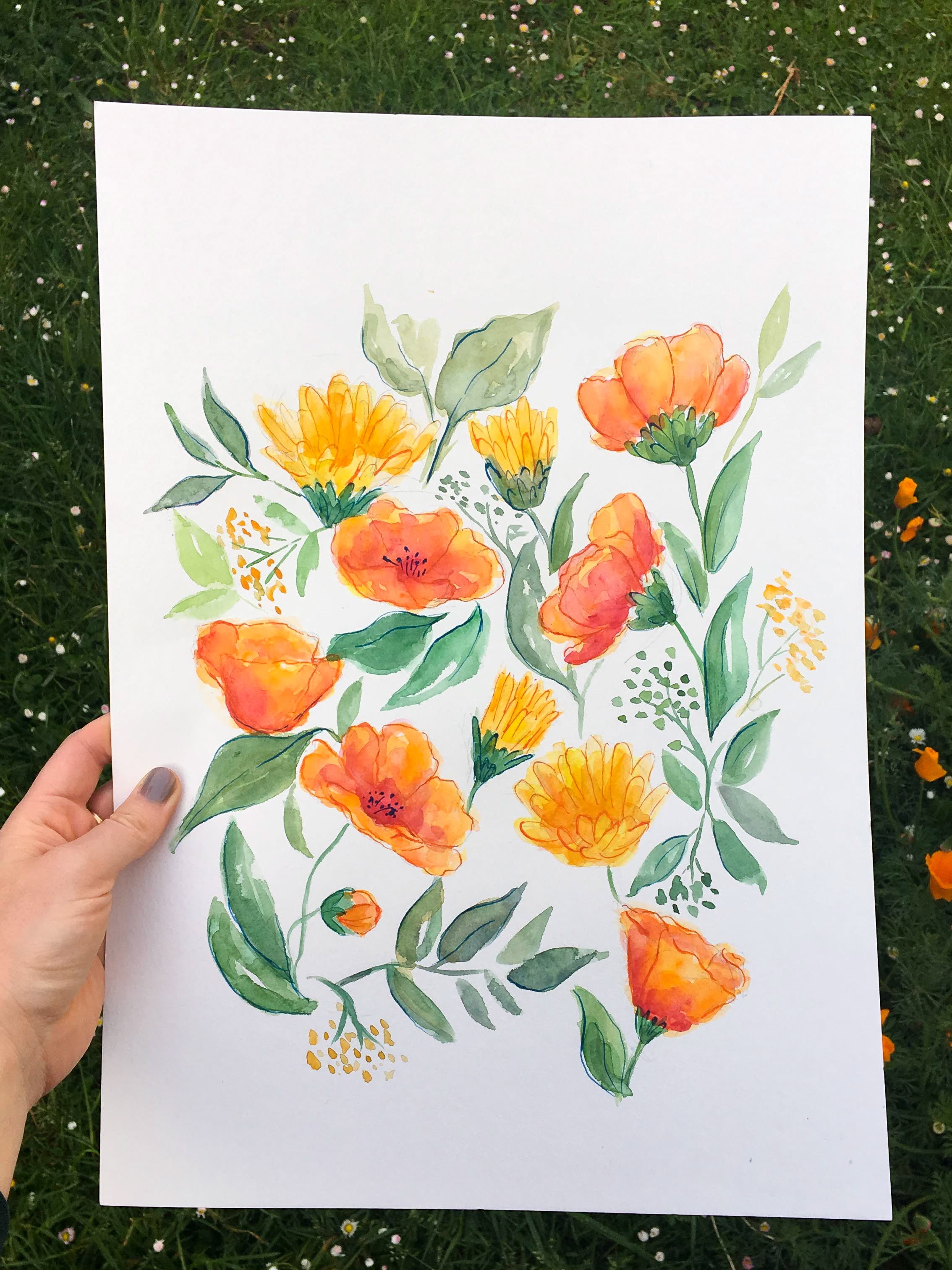Spring Wildflowers Original Painting