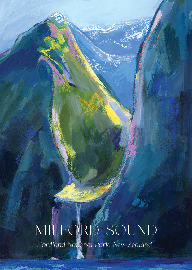 Milford Sound Waterfall Postcard
