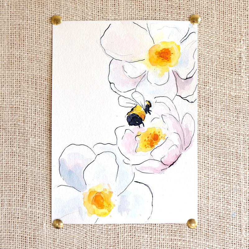 Bumble Bee Original Painting - Raewyn Pope Illustration