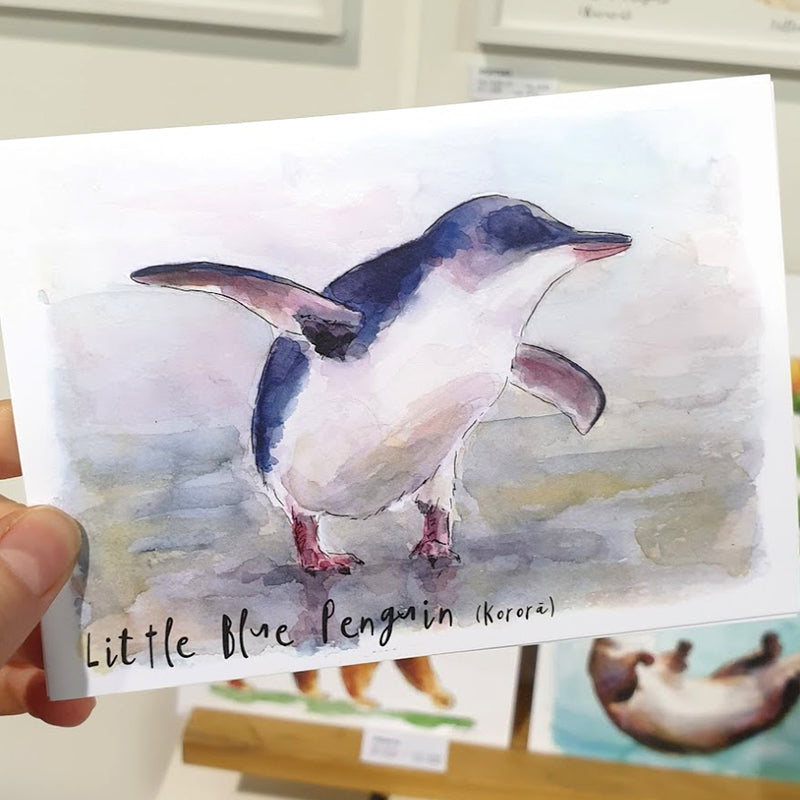 Little Blue Penguin (Kororā) - postcard - Raewyn Pope Illustration