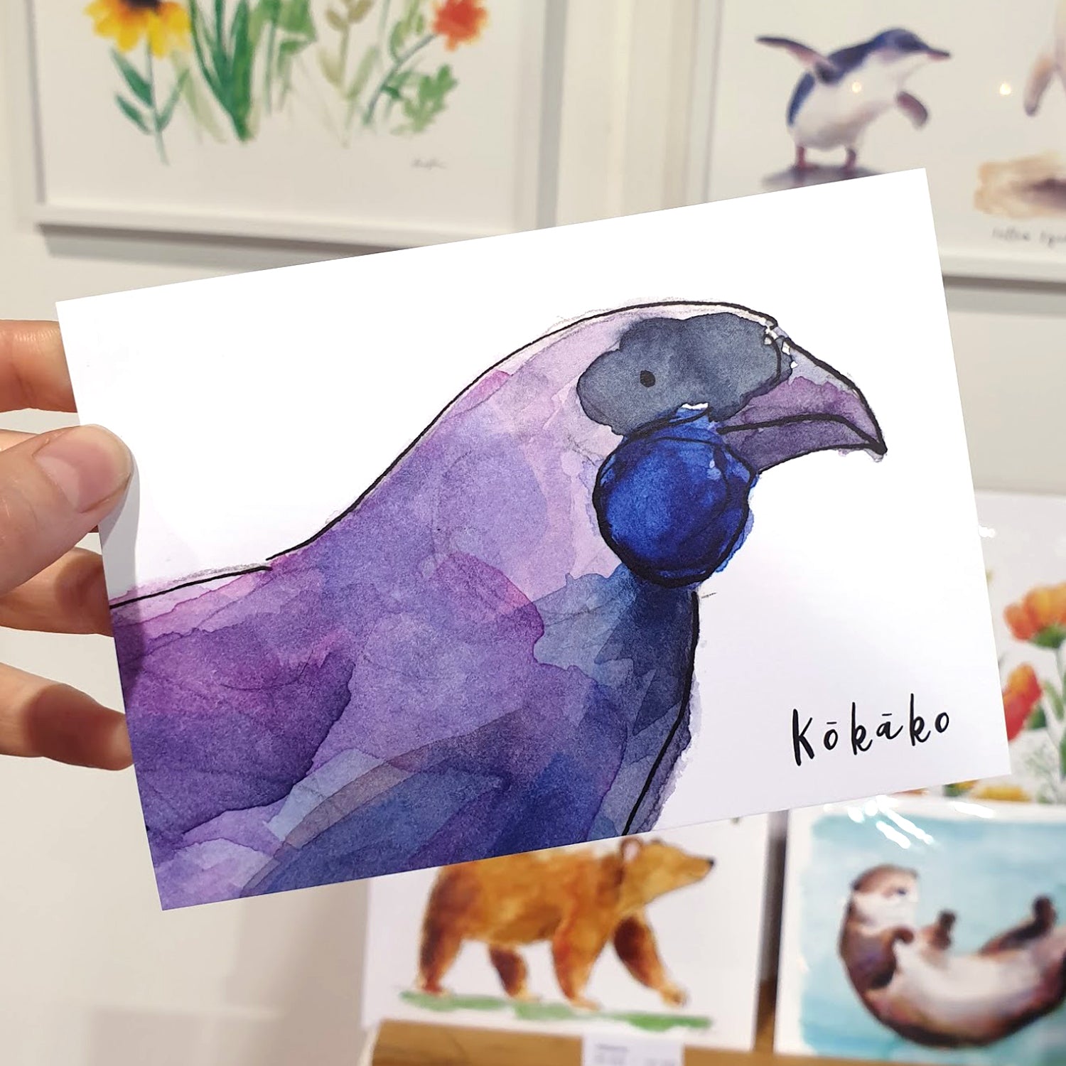 Kōkako - postcard - Raewyn Pope Illustration