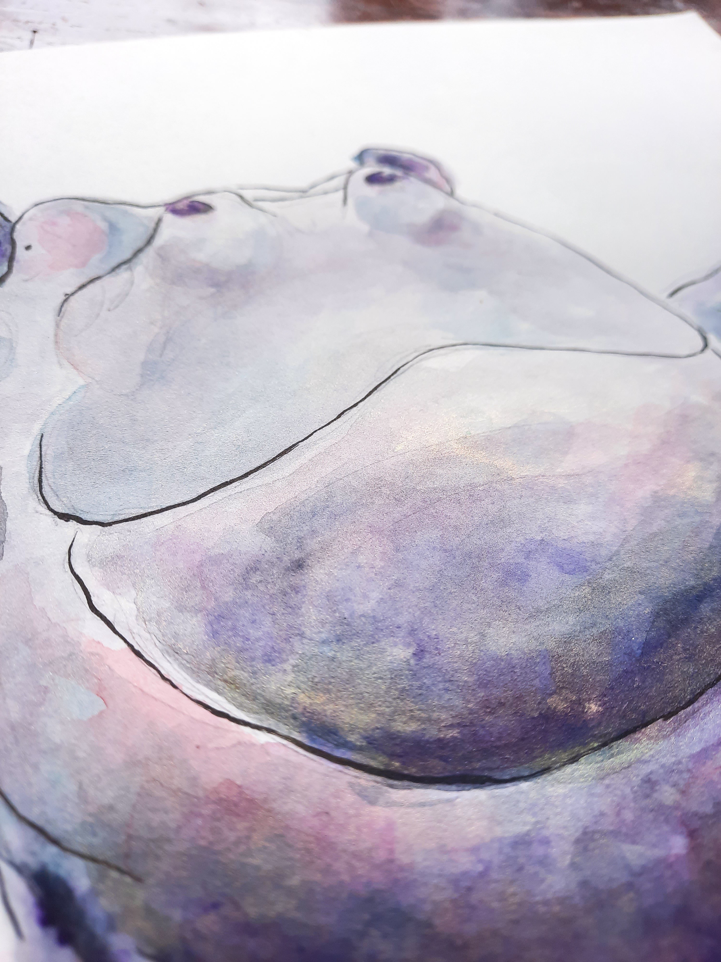 Hippo Original Painting