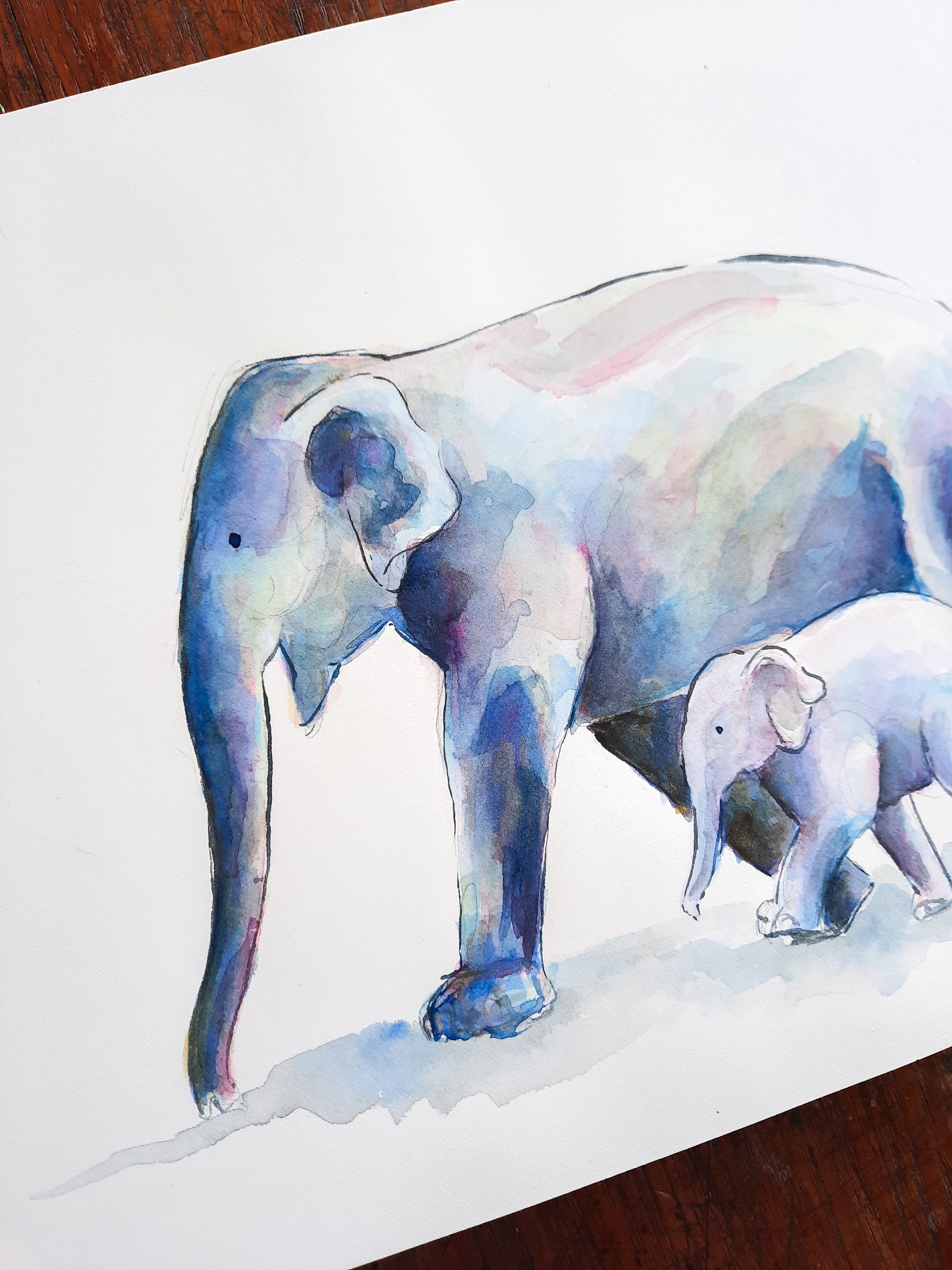 Elephants Original Painting