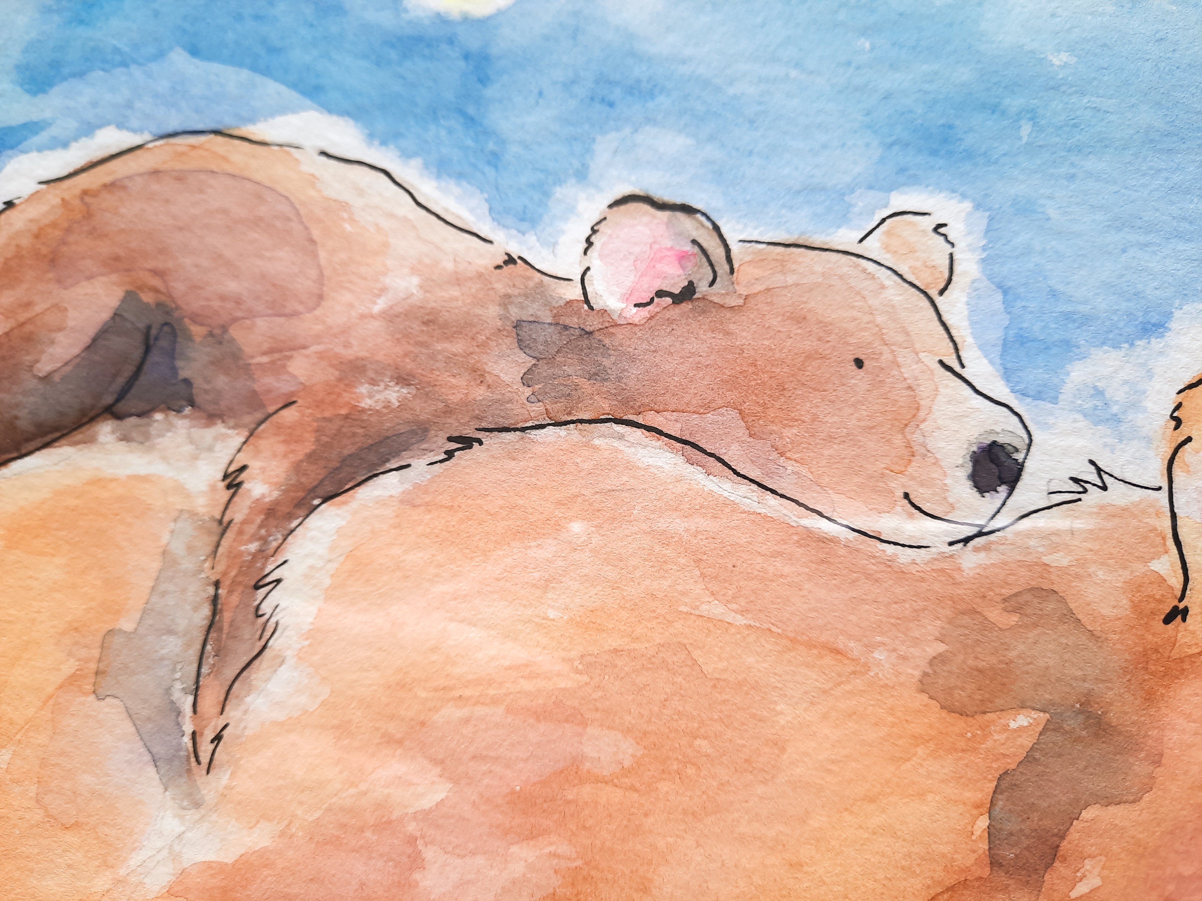 Bears & Fireflies Original Painting - FRAMED