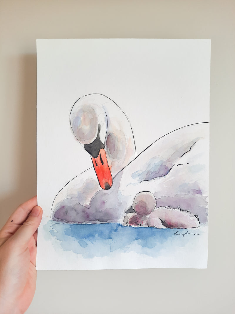 Swan & Cygnet Original Painting
