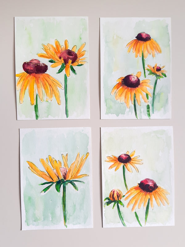 Flower Studies (set of 4) Original Paintings