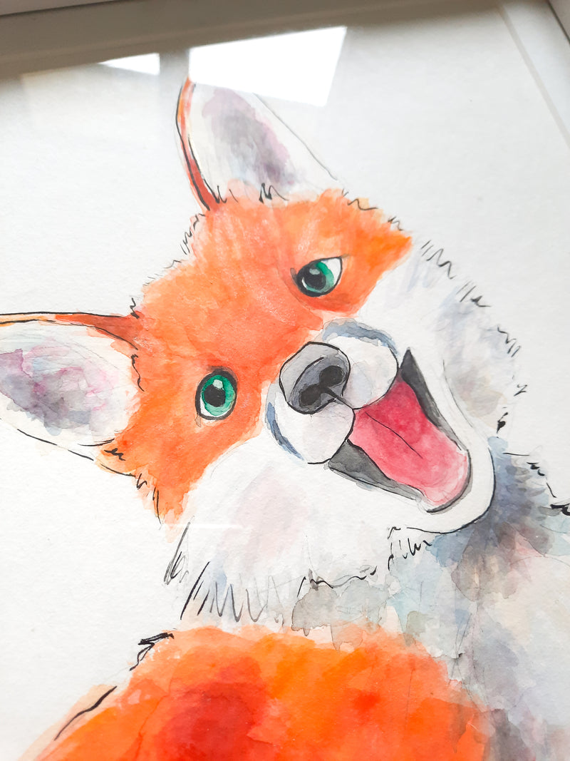 Felix the Fox Original Painting - FRAMED