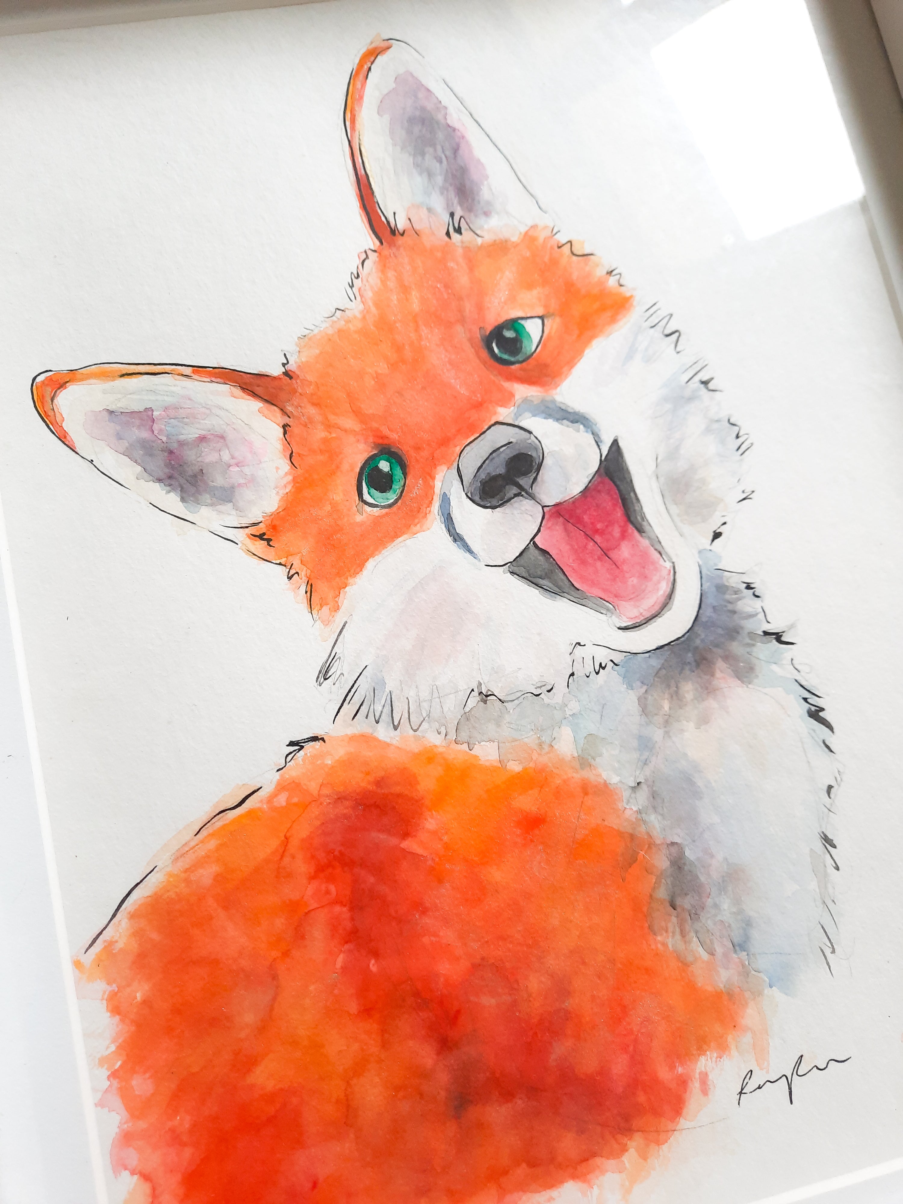 Felix the Fox Original Painting - FRAMED