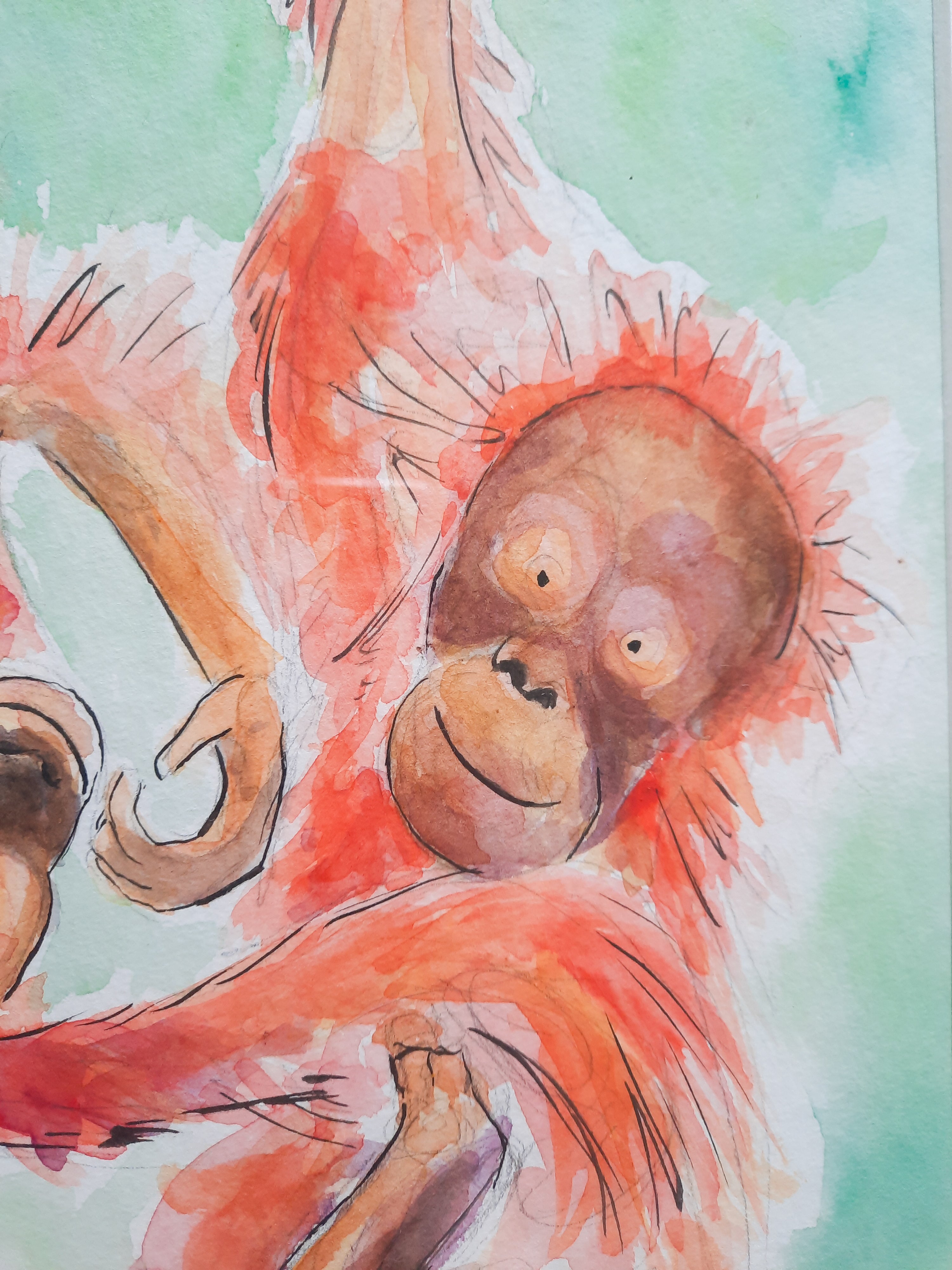 Orangutans Original Painting - FRAMED