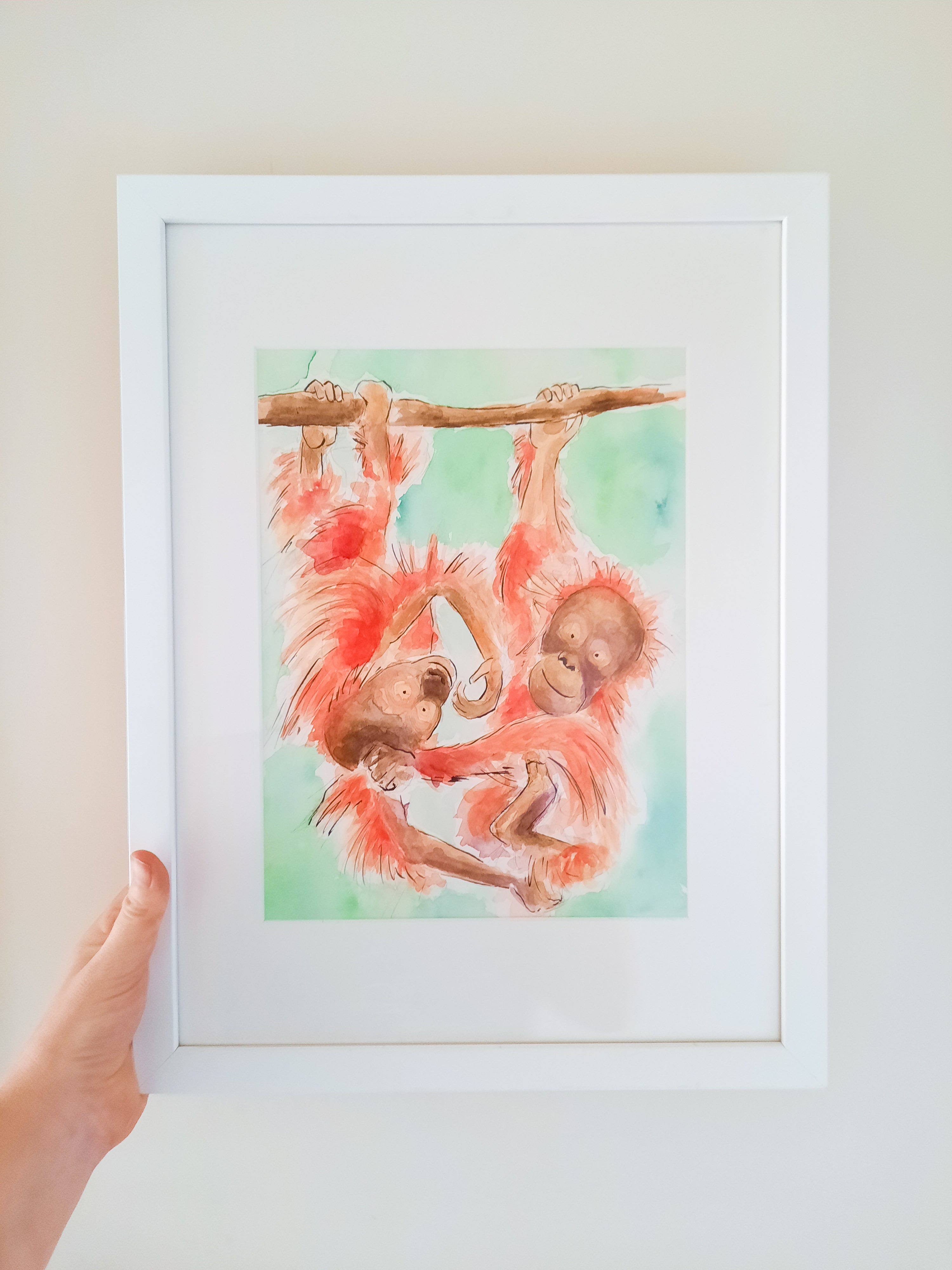Orangutans Original Painting - FRAMED
