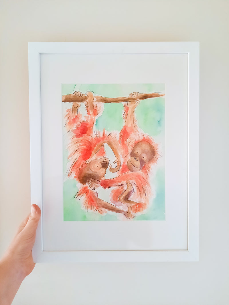 Orangutans Original Painting - FRAMED