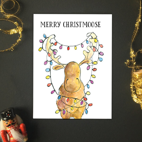 Merry Christmoose Card - Printable - Raewyn Pope Illustration