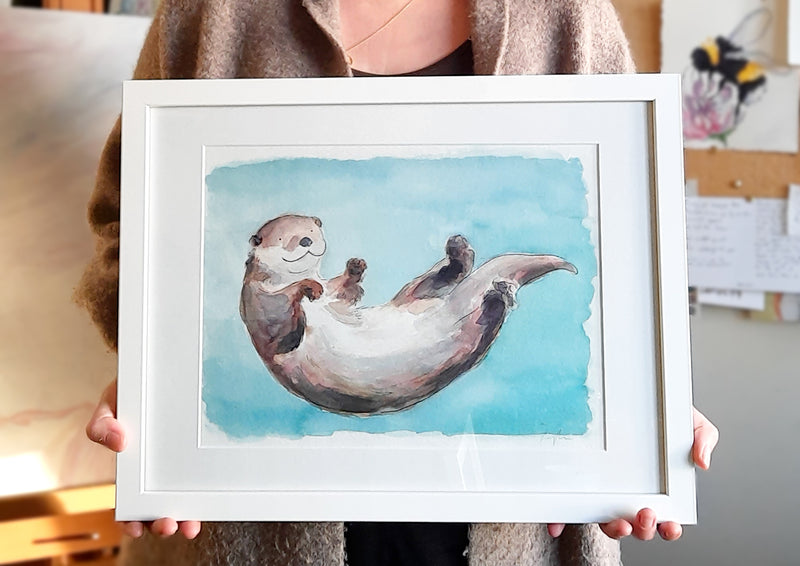 Otter Original Painting - FRAMED